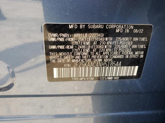 2022 SUBARU FORESTER JF2SKAAC4NH518544