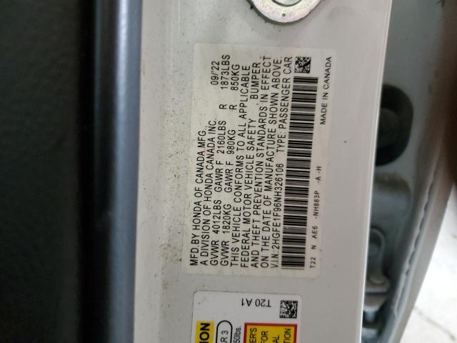 2022 HONDA CIVIC TOUR 2HGFE1F96NH326106