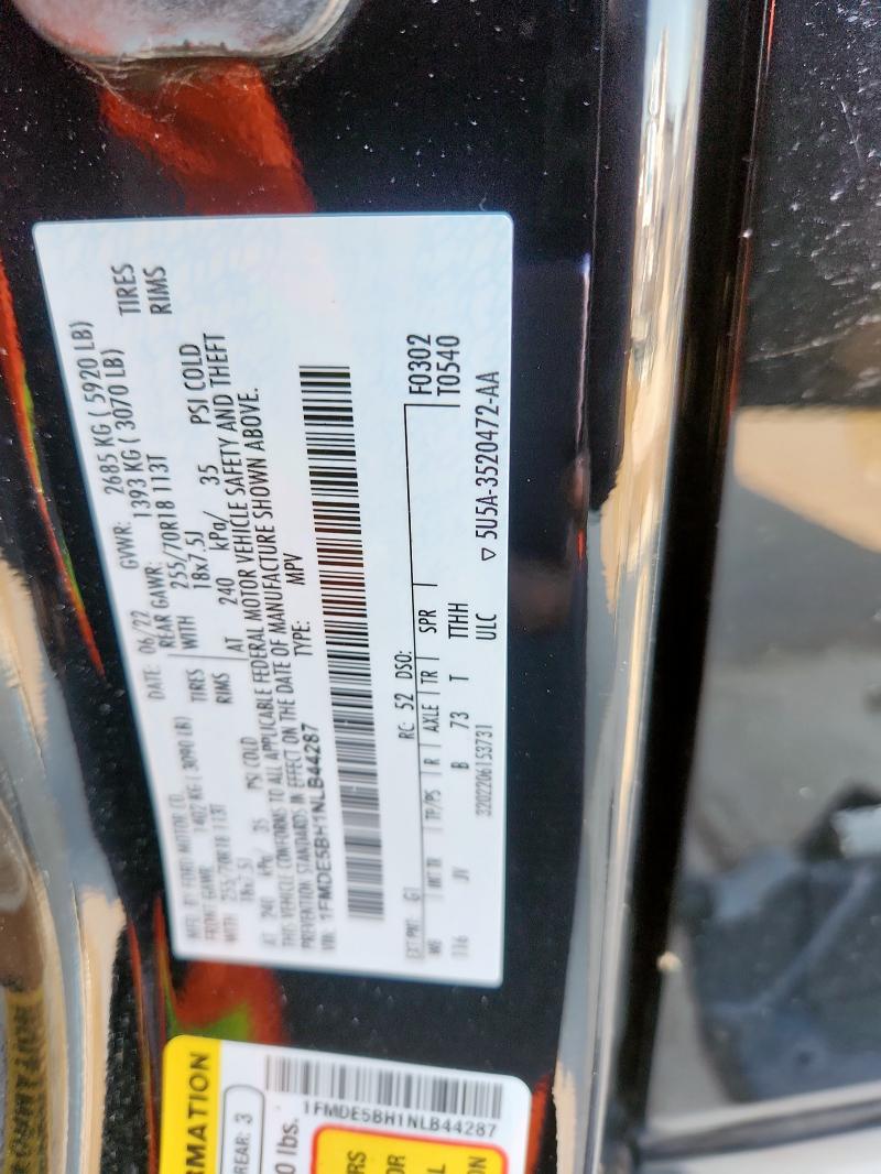 2022 FORD BRONCO BAS 1FMDE5BH1NLB44287