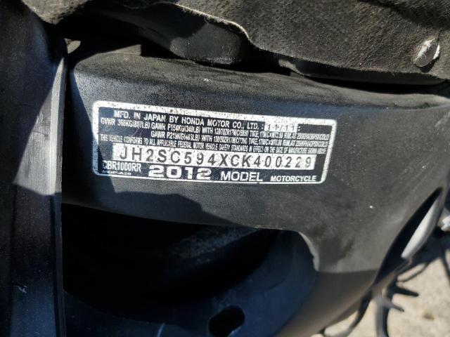 2012 HONDA CBR1000 RR - JH2SC594XCK400229