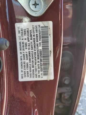 2015 HONDA CIVIC LX 19XFB2F59FE250551