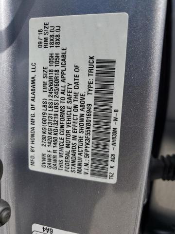 2019 HONDA RIDGELINE 5FPYK3F55KB016949