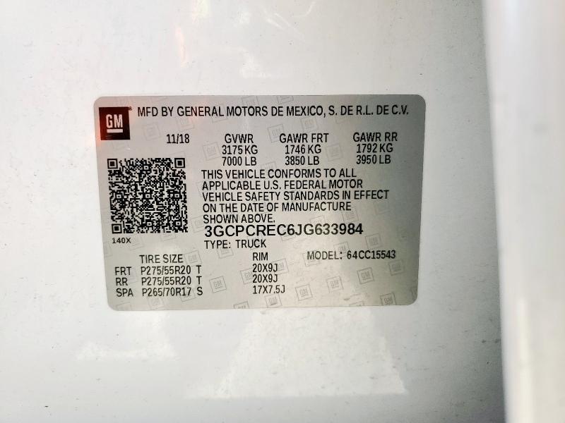 2018 CHEVROLET SILVERADO - 3GCPCREC6JG633984