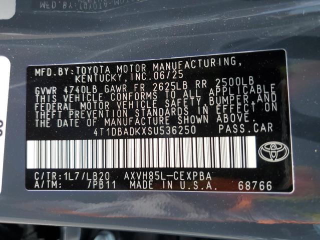 2025 TOYOTA CAMRY XSE 4T1DBADKXSU536250