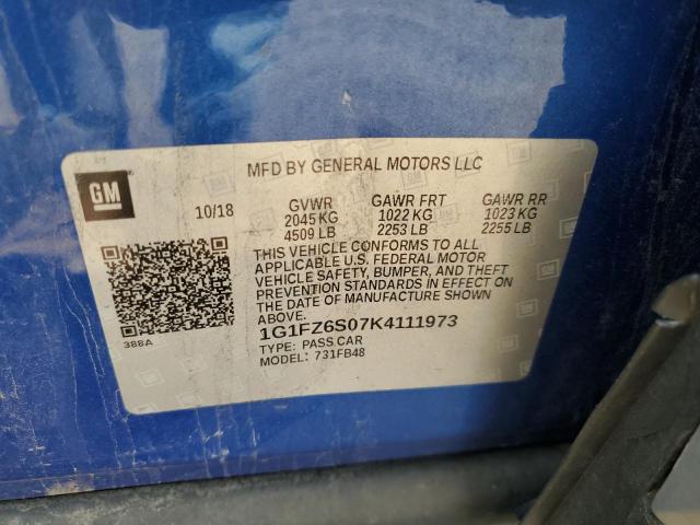 2019 CHEVROLET BOLT EV PR 1G1FZ6S07K4111973