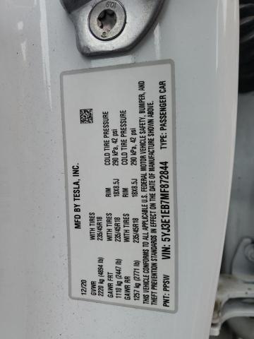 2021 TESLA MODEL 3 5YJ3E1EB7MF872844