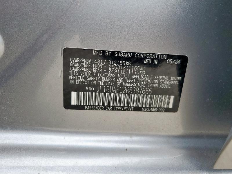 2024 SUBARU IMPREZA SP JF1GUAFC2R8387665
