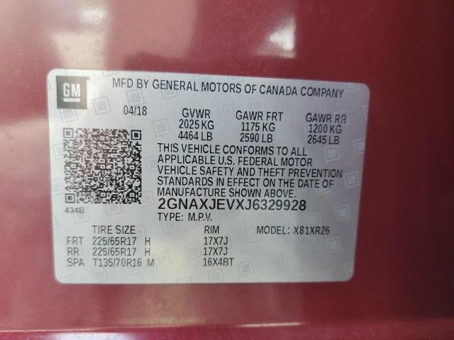 2018 CHEVROLET EQUINOX LT - 2GNAXJEVXJ6329928