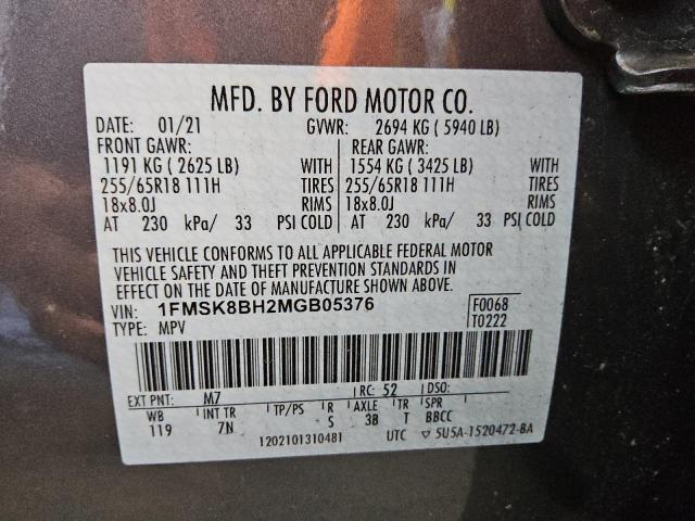 2021 FORD EXPLORER 1FMSK8BH2MGB05376