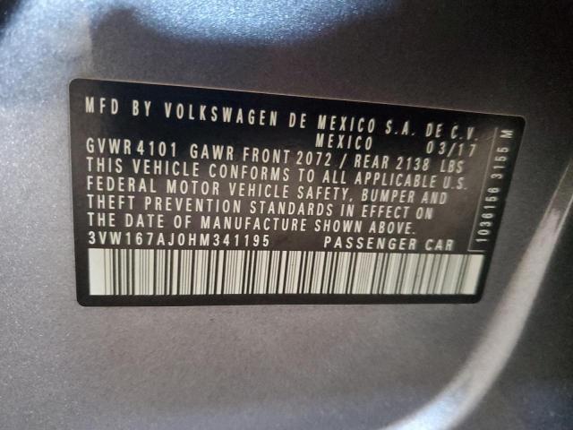 2017 VOLKSWAGEN JETTA S 3VW167AJ0HM341195