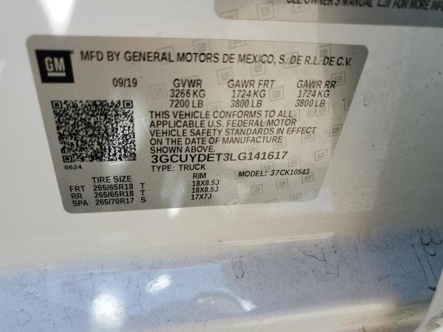 2020 CHEVROLET SILVERADO K1500 LT 3GCUYDET3LG141617