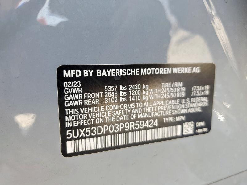 2023 BMW X3 XDRIVE3 5UX53DP03P9R59424