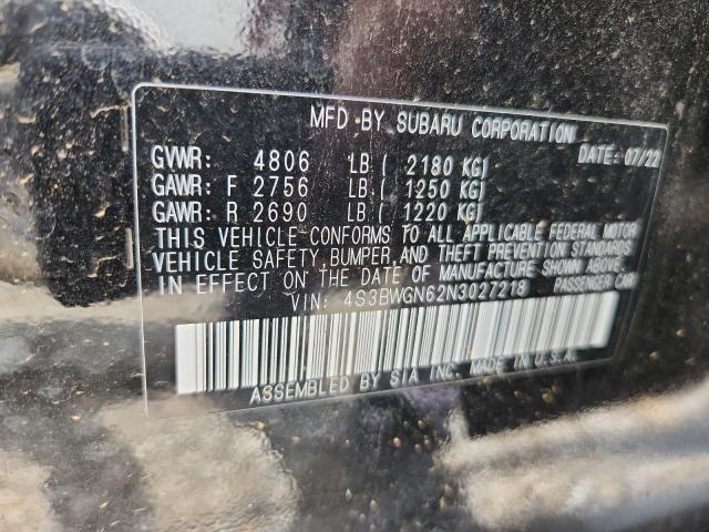 2022 SUBARU LEGACY LIMITED XT 4S3BWGN62N3027218