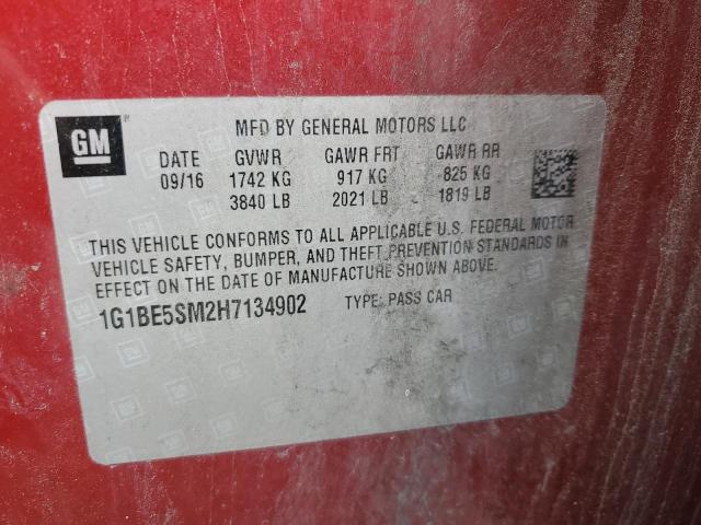 2017 CHEVROLET CRUZE LT - 1G1BE5SM2H7134902