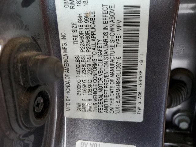 2016 HONDA CR-V TOURI 5J6RM4H94GL109716