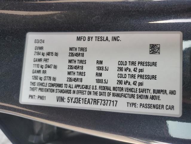 2024 TESLA MODEL 3 5YJ3E1EA7RF737717
