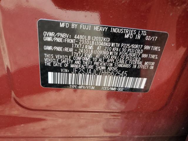 2017 SUBARU FORESTER 2 JF2SJAJC7HH562545