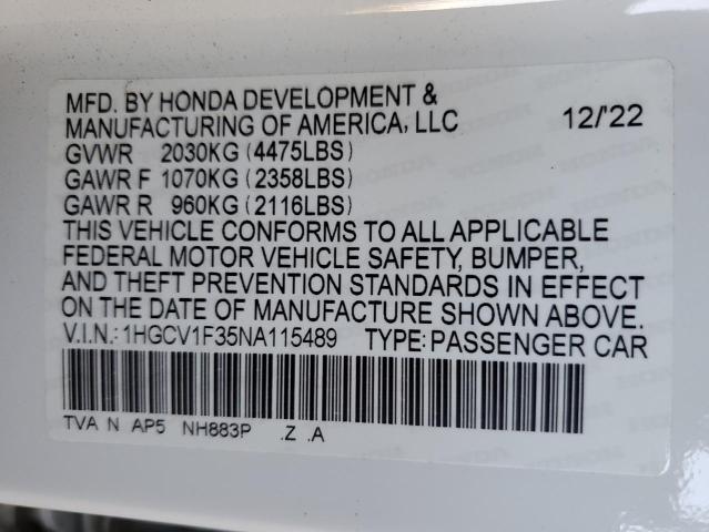 2022 HONDA ACCORD SPO 1HGCV1F35NA115489