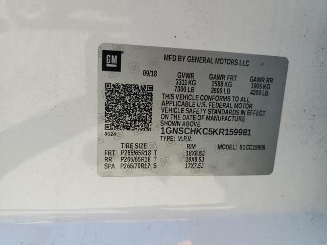 2019 CHEVROLET SUBURBAN C1500 LT 1GNSCHKC5KR159981
