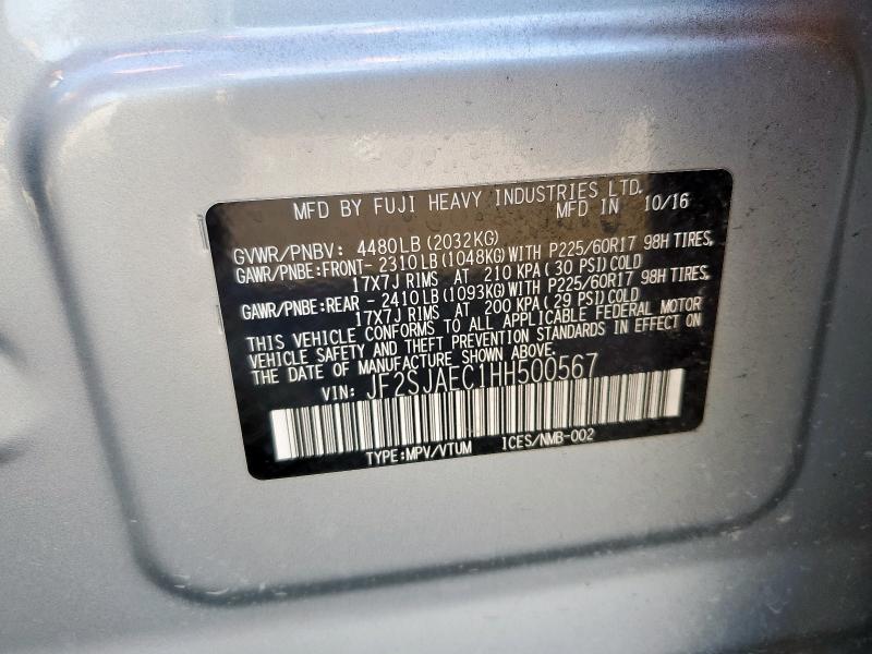 2017 SUBARU FORESTER 2 JF2SJAEC1HH500567