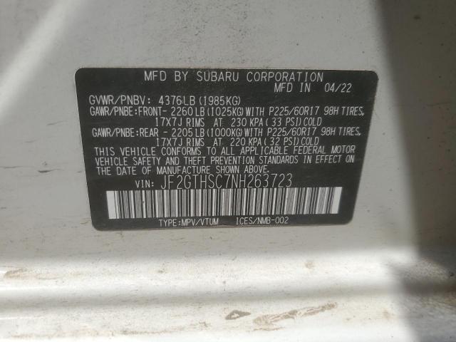 2022 SUBARU CROSSTREK JF2GTHSC7NH263723