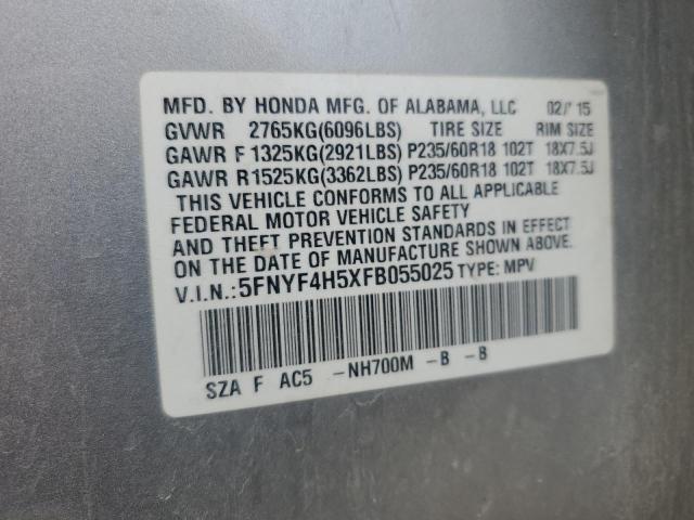 2015 HONDA PILOT EXL - 5FNYF4H5XFB055025