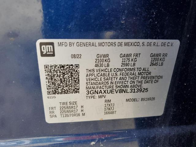 2022 CHEVROLET EQUINOX LT - 3GNAXUEV8NL313925