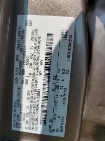 2019 LINCOLN MKC RESERV 5LMCJ3D90KUL22551