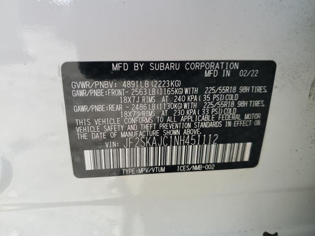 2022 SUBARU FORESTER S JF2SKAJC1NH451112