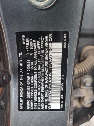 2019 HONDA CIVIC LX SHHFK7H31KU211450