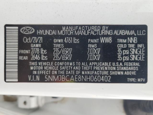 2022 HYUNDAI TUCSON SEL - 5NMJBCAE8NH060402