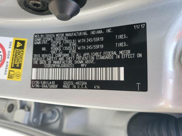 2018 TOYOTA HIGHLANDER - 5TDDZRFH8JS809253