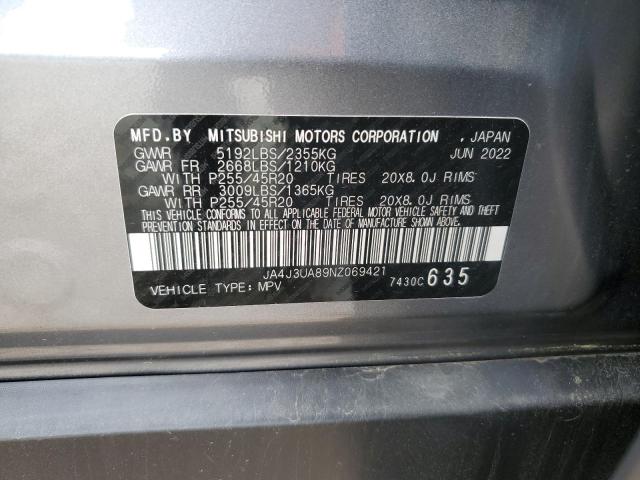 2022 MITSUBISHI OUTLANDER JA4J3UA89NZ069421