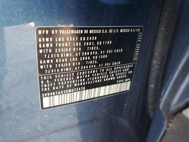 2019 VOLKSWAGEN TIGUAN SEL - 3VV4B7AX2KM072478