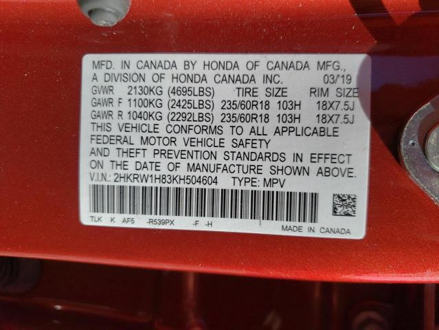 2019 HONDA CR-V EXL - 2HKRW1H83KH504604