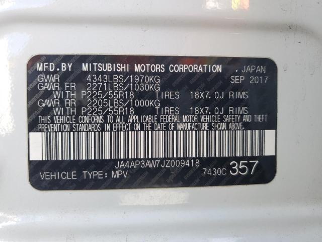 2018 MITSUBISHI OUTLANDER JA4AP3AW7JZ009418