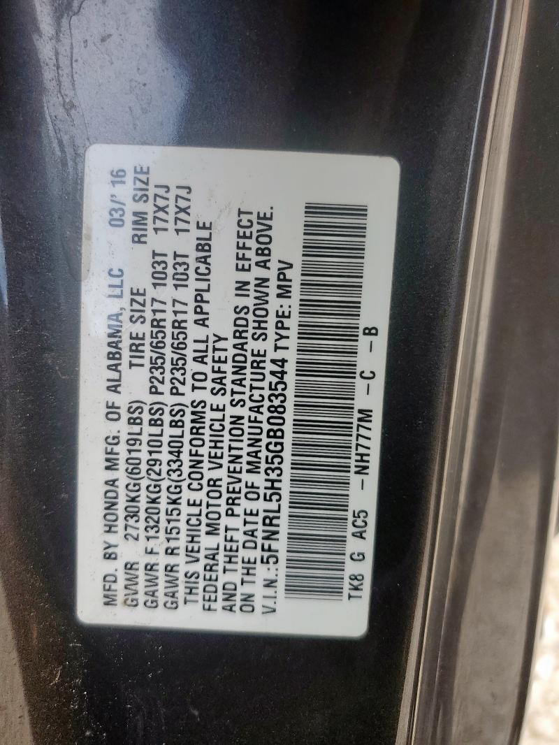 2016 HONDA ODYSSEY SE 5FNRL5H35GB083544