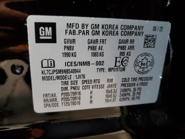 2022 CHEVROLET TRAX 1LT KL7CJPSM9NB540944