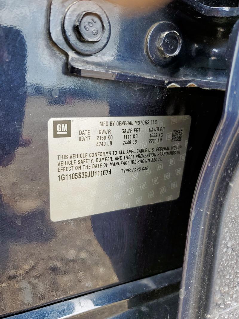 2018 CHEVROLET IMPALA LT 1G1105S39JU111674