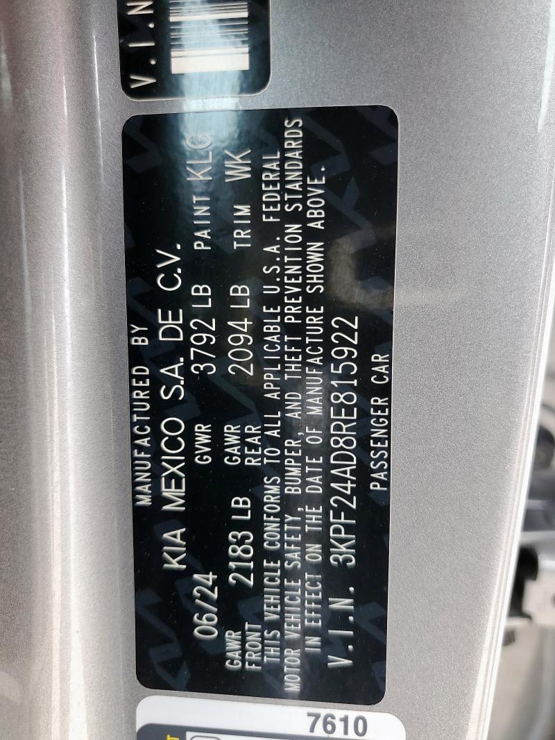2024 KIA FORTE LX 3KPF24AD8RE815922
