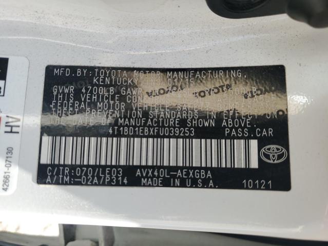 2015 TOYOTA AVALON HYB 4T1BD1EBXFU039253