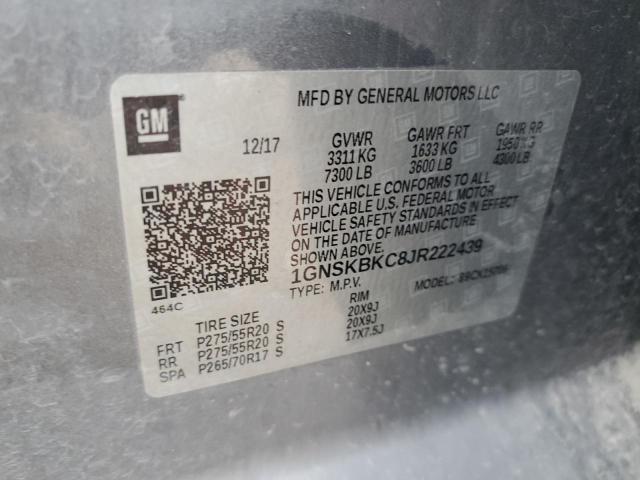 2018 CHEVROLET TAHOE K150 1GNSKBKC8JR222439