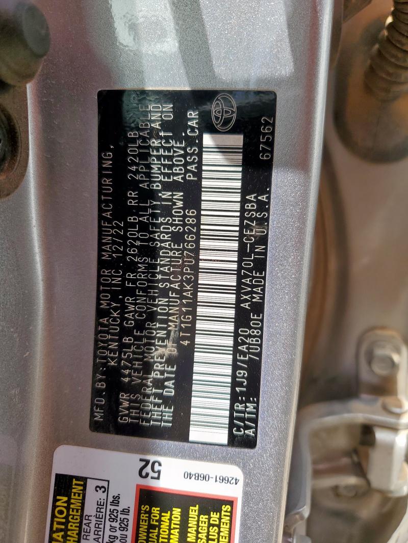 2023 TOYOTA CAMRY SE N - 4T1G11AK3PU766286