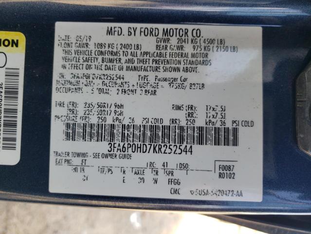 2019 FORD FUSION SE - 3FA6P0HD7KR252544