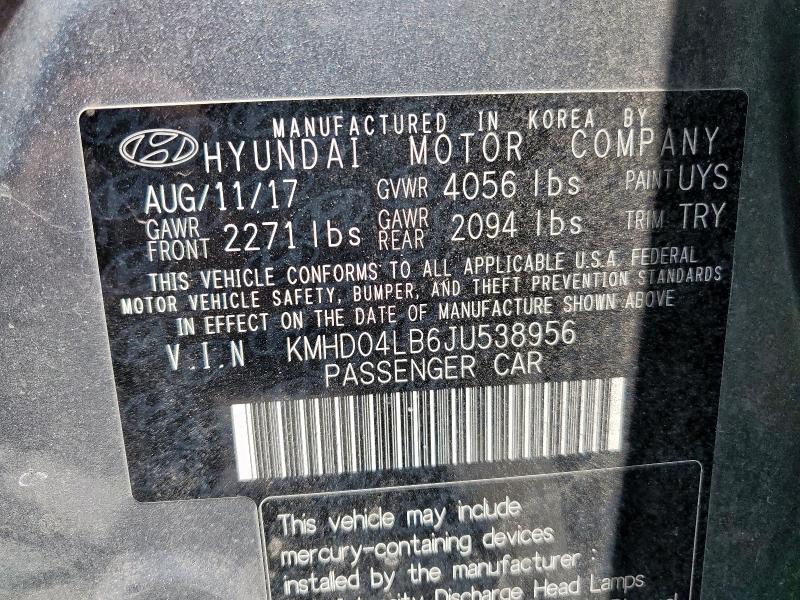 2018 HYUNDAI ELANTRA SP KMHD04LB6JU538956