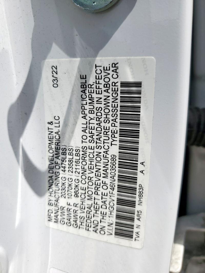 2022 HONDA ACCORD SPO - 1HGCV1F46NA035689