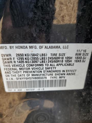 2017 HONDA PILOT EXL 5FNYF6H57HB003379