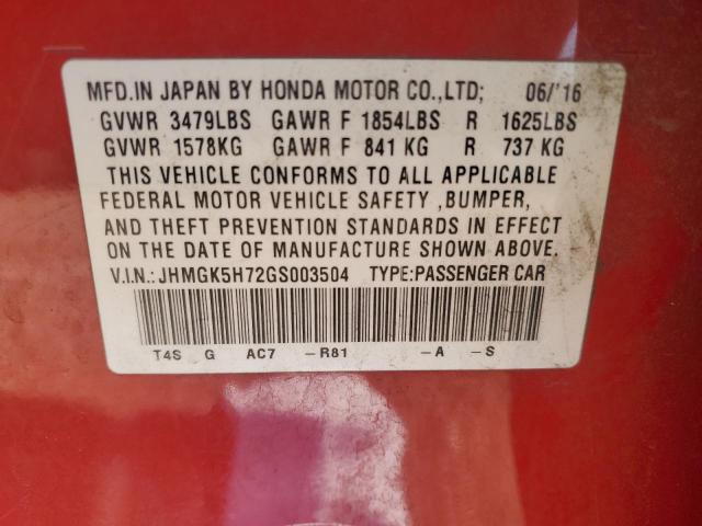 2016 HONDA FIT EX JHMGK5H72GS003504