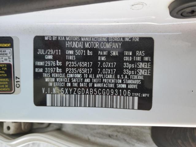 2012 HYUNDAI SANTA FE G - 5XYZGDAB5CG093106