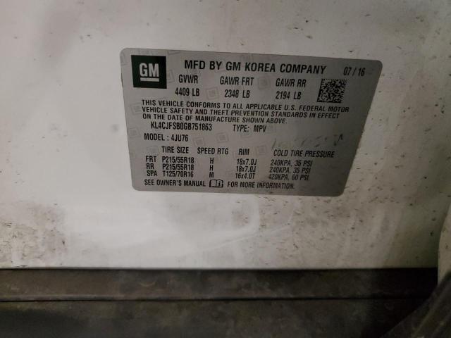 2016 BUICK ENCORE CON KL4CJFSB0GB751863
